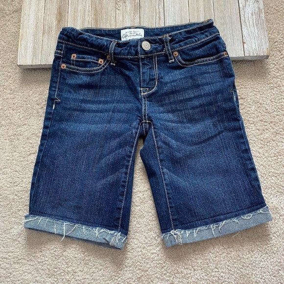 Aeropostale Aero Juniors 00 Denim Bermuda Cuffable Fringe Hem Jean Shorts Summer - Picture 1 of 11